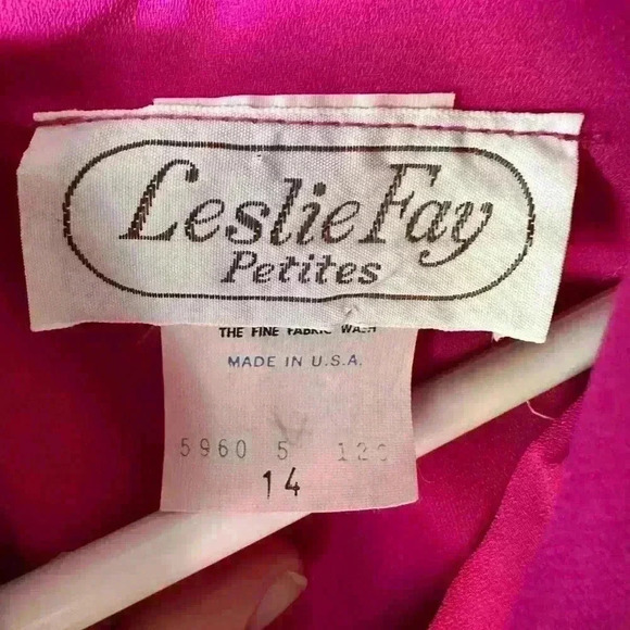 Leslie Fay Petite Pink Dress with Tie Neck - Size 14P - Picture 7 of 7